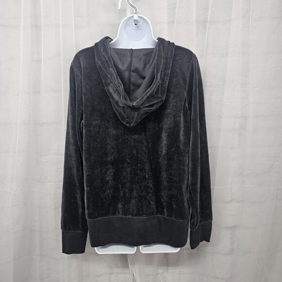 Eddie Bauer Dark Gray Velour Y2K Zip Track Hoodie Goth Punk L Tall - Picture 9 of 12